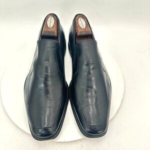 Bruno Magli Men Size 13 Black Leather Side Elastic Penny Loafer Dress Shoes